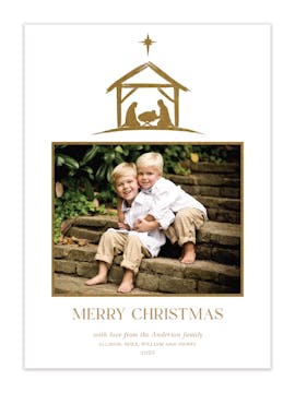 Shining Star Nativity Foil Pressed Holiday Photo Card