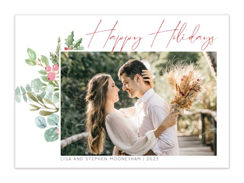 Winter Green Sprig Holiday Photo Card