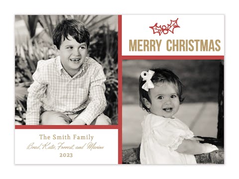 Red Frame Holiday Flat Photo Card
