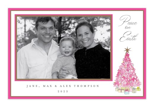 Pink Tree Holiday Photo Card