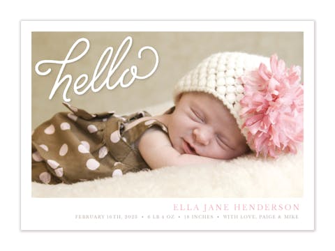 Say Hello Photo Birth Announcement