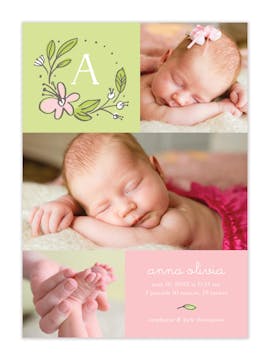 Sweet Blossoms Photo Birth Announcement