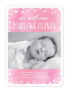 Painted Ombre Photo Birth Announcement