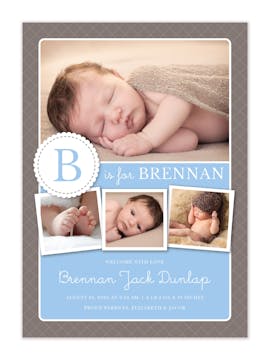 Sweetest Initial Photo Birth Announcement
