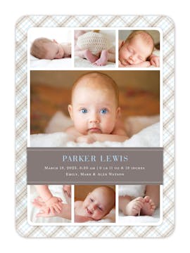 Perfectly Plaid Photo Birth Announcement