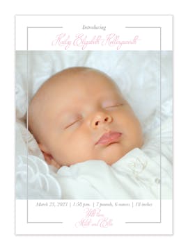 Simply Baby Girl Photo Birth Announcement