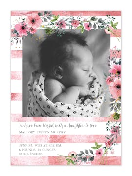 Blossoming Baby Photo Birth Announcement