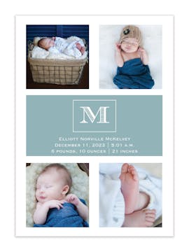 Monogram Showcase Baby Multi Photo Baby Announcement