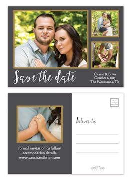 Grey And Gold Love Photo Save The Date Postcard