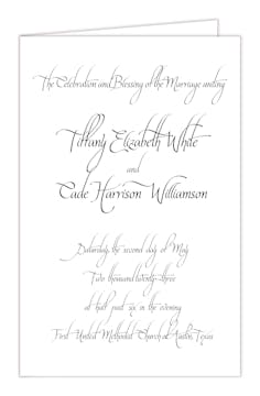 Calligraphy White Wedding Folded Program
