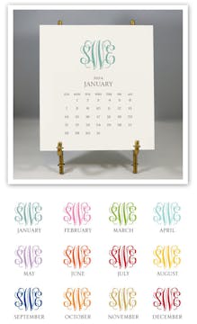 Monogrammed 2024 Desk Calendar & Easel