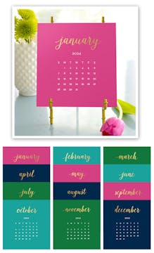 Bright Colors 2024 Foil Pressed Desk Calendar & Easel