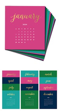 Bright Colors 2024 Foil Pressed Desk Calendar Refill