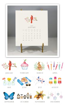 Hand-sparkled 2024 Desk Calendar & Easel