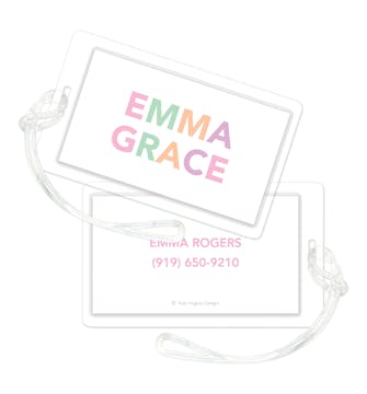 Block Letters in Pink ID Tag
