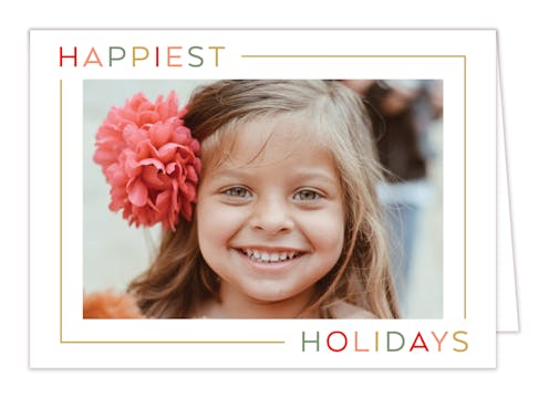 Happy Colors Folded Print & Apply Holiday Photo Card