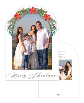 Poinsettia Garland Arch Shape Holiday Photo Card