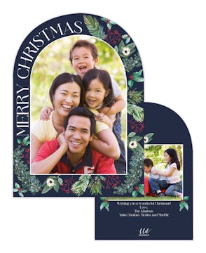 Floral Berry Arch Shape Holiday Photo Card