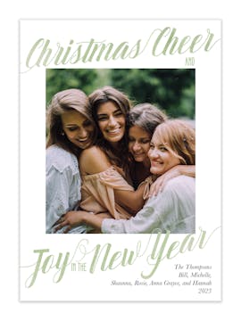 Christmas Cheer and New Year Joy Holiday Photo Card