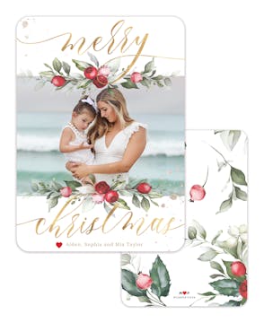 Christmas Holly Holiday Photo Card