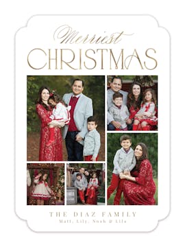 Golden Merriest Christmas Holiday Photo Card 