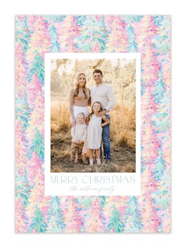 Pastel Tree Pattern Holiday Photo Card