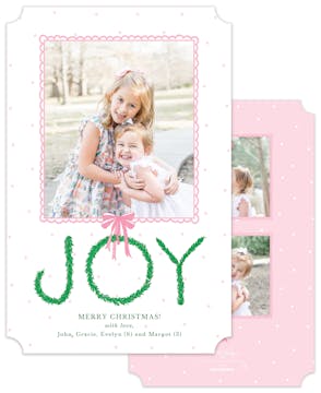 Pink Frame Joy Boxwood Holiday Photo Card