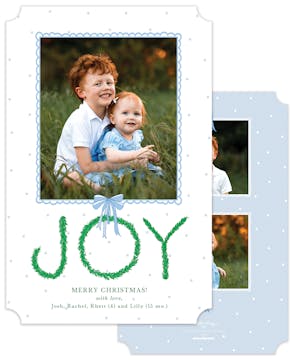 Blue Frame Joy Boxwood Holiday Photo Card