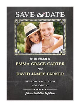 Chalkboard Chic Photo Save The Date Card