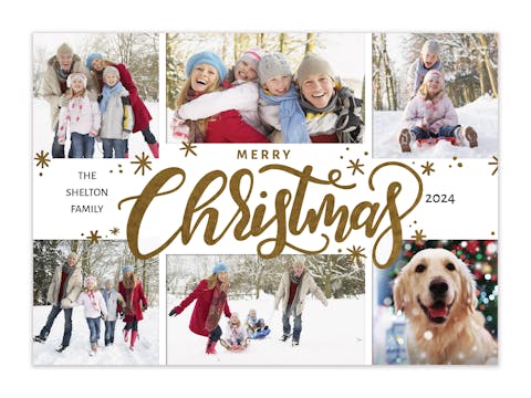 Merry Christmas Collage Foil Pressed Holiday Photo Card