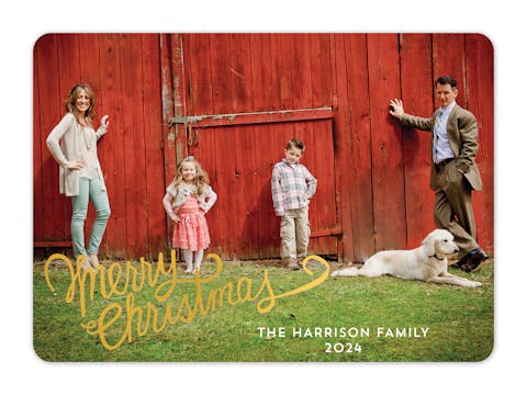 Christmas Script Foil Pressed Holiday Photo Card