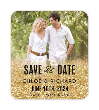 Spilled Glitter Photo Save The Date Magnet