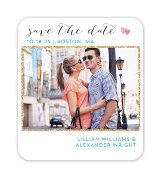Glitter Frame Photo Save The Date Magnet