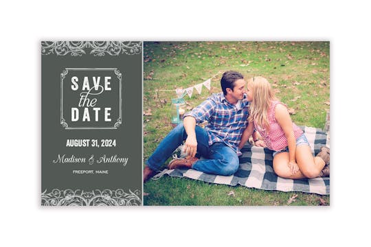 Scrolls Slate Photo Save The Date Magnet