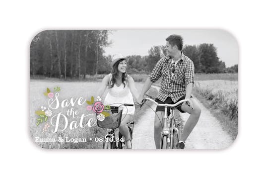 Floral Aubergine Photo Save The Date Magnet