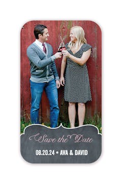 Chalkboard Chevron Pink Photo Save The Date Magnet