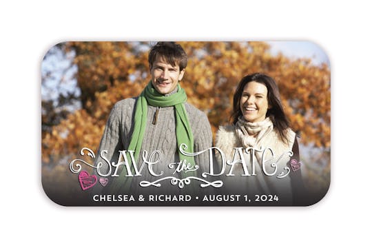 Hearts Chalkboard Photo Save The Date Magnet