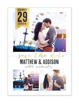 Chic Banner Photo Save The Date Magnet