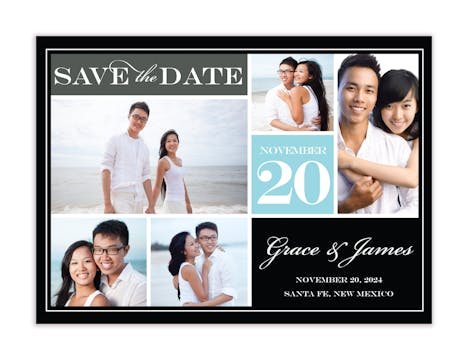 Block Blue Photo Save The Date Magnet
