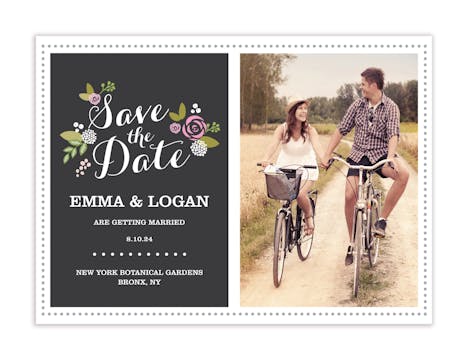 Floral Slate Photo Save The Date Magnet