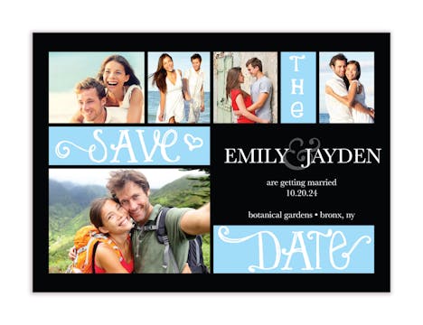 Collage Blue Photo Save The Date Magnet