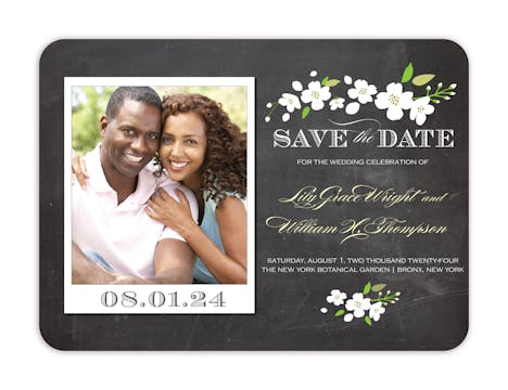 Enchanted Floral Chalkboard Snapshot Photo Save The Date Magnet
