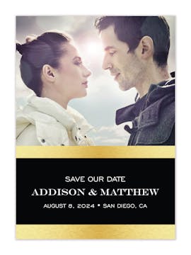 Wrapped In Gold Photo Save The Date Card