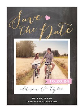 Love Chalkboard Photo Save The Date Card