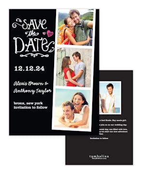 Portraits Black Photo Save The Date Card