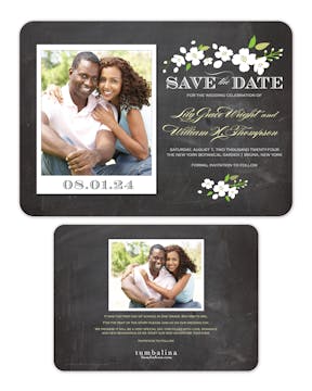 Enchanted Floral Chalkboard Snapshot Photo Save The Date Card
