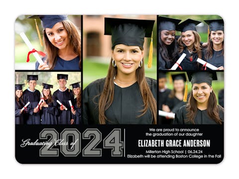 Grad Collegiate Collage Black Photo Card