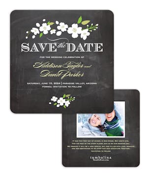 Enchanted Square Chalkboard Save The Date Card