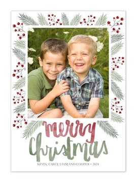 Green Christmas Pine Holiday Photo Card