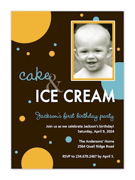 Cake & Ice Cream birthday photo invitation